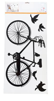 Imagem de Papel de Parede Autocolante Decorativo Adesivo Decorativo Desenho - Bicicleta E Pássaros Cor Preta