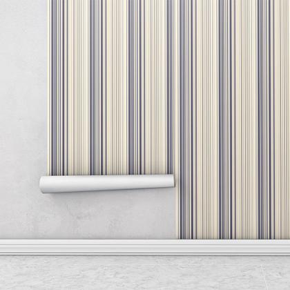 Imagem de Papel De Parede Autocolante Para Quarto E Sala listrado Azul E Bege
