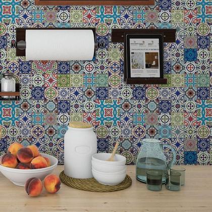 Imagem de Papel De Parede Azulejo Português Colorido - 1,50x0,50m