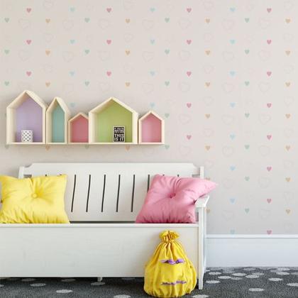 Imagem de Papel De Parede Baby Corações Coloridos E Rosa - 3,00x0,50m