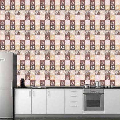 Imagem de Papel de Parede Cafeteria Padaria Lanchonete Coração Grãos de Café Xícaras - REF:DPCA232