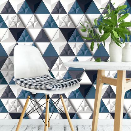 Imagem de Papel de Parede Decorativo 3D Triângulos Brancos 3,3m