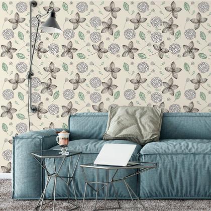 Imagem de Papel de Parede Decorativo Floral Delicado Cores Leves 3,3m