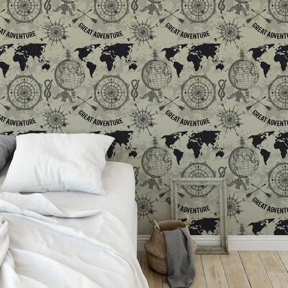 Imagem de Papel De Parede Decorativo Mapa-múndi Fundo Bege - 2,50m
