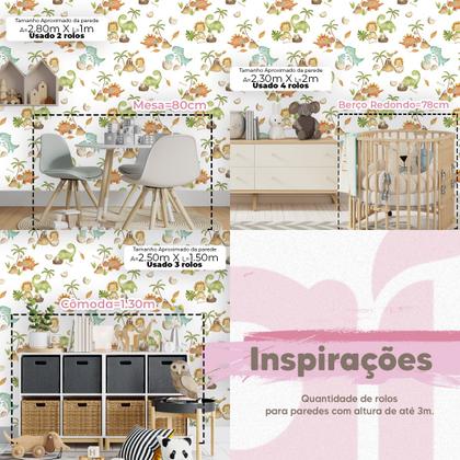 Imagem de Papel de parede Dinossauro infantil Colorido Vivo safari quarto menino Vinilico Auto colante 18m