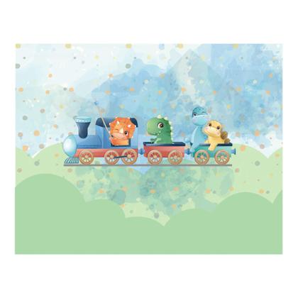 Imagem de Papel de Parede Dinossauro Trenzinho Infantil Aquarela 9m²