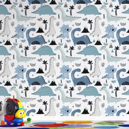 Imagem de Papel de Parede Dinossauros Fofos Azuis