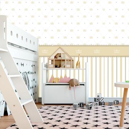 Imagem de Papel De Parede Dourada Com Coroa Quarto Infantil Adesivo