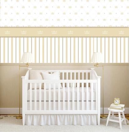 Imagem de Papel De Parede Dourada Com Coroa Quarto Infantil Adesivo