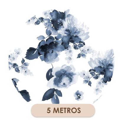 Imagem de Papel De Parede Flor Aquarela Azul Sala Quarto 5m