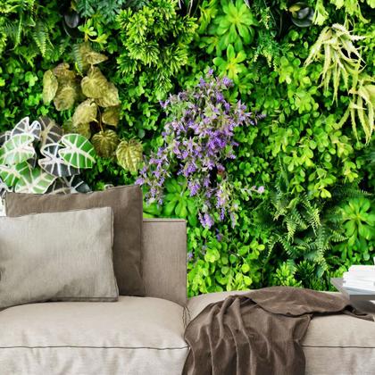 Imagem de Papel de Parede Foto Mural Folhas para Sala Quarto Autocolante 150x150cm