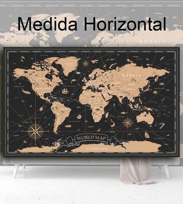 Imagem de Papel de Parede Foto Mural Mapa Mundi Vintage Black Autocolante 150x250cm