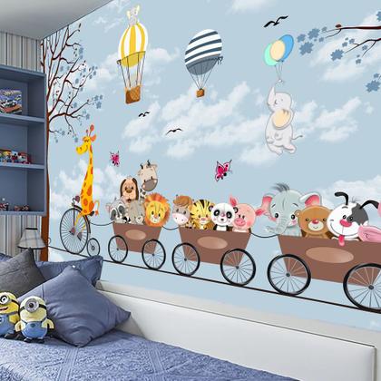 Imagem de Papel de Parede Foto Mural Safari Divertido Animaizinhos Autocolante 150x250cm