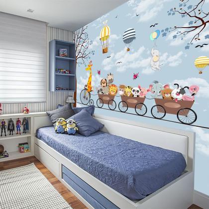 Imagem de Papel de Parede Foto Mural Safari Divertido Animaizinhos Autocolante 150x250cm