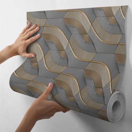Imagem de Papel De Parede Geométrico 3D Abstrato Adesivo Lavável Autocolante com Vários Modelos