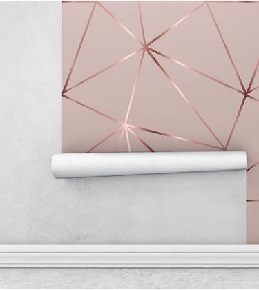 Imagem de Papel de parede Geométrico Rose Gloss Para Quarto E Sala 1 Metro