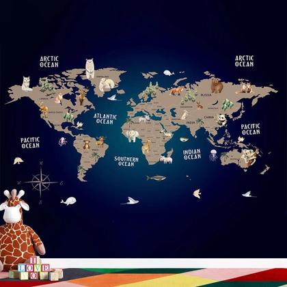 Imagem de Papel De Parede Infantil De Mapa Mundi De Céu Estrelado