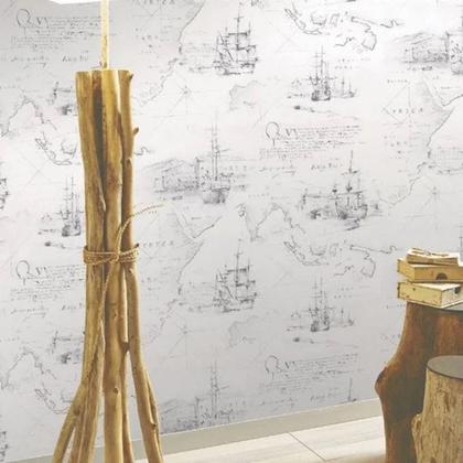 Imagem de Papel De Parede Les Aventures 3 51136809 - Navios, Mapas - Rolo De 10Mx53cm