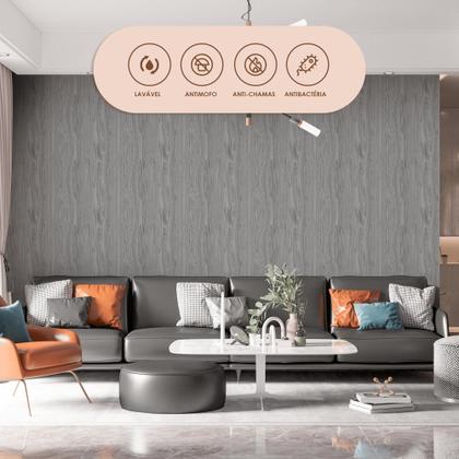 Imagem de Papel de Parede Madeira Cinza Painel Adesivo Moderno Quarto Sala de Estar