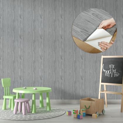 Imagem de Papel de Parede Madeira Cinza Painel Adesivo Moderno Quarto Sala de Estar
