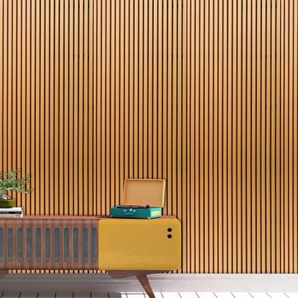 Imagem de Papel De Parede Madeira Ripada Clara 2,5m lavável Para Sala Quarto