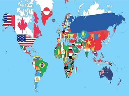 Imagem de Papel De Parede Mapa Mundi Bandeiras Países Nmu06