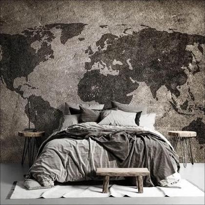 Imagem de Papel De Parede Mapa Mundi Cimento Queimado