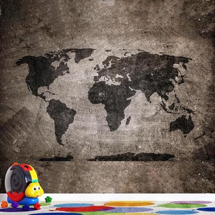Imagem de Papel De Parede Mapa Mundi Cimento Queimado