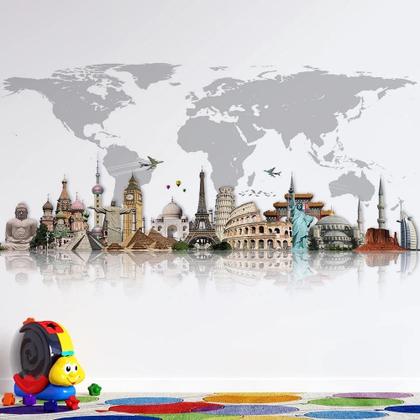 Imagem de Papel De Parede Mapa Mundi Maravilhas