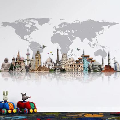 Imagem de Papel De Parede Mapa Mundi Maravilhas