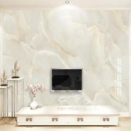 Imagem de Papel De Parede Mármore Bege Alto Brilho Lavável Cozinha 10m