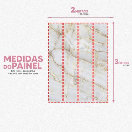 Imagem de Papel de Parede Painel 3D Mármore Calacata com Bege 2M Revestimento Auto Colante Brilho Marmorizado