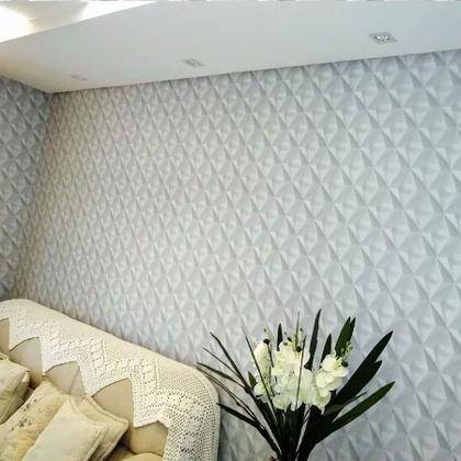 Imagem de Papel De Parede Para Quarto E Sala Gesso Triangular 3D Com Efeitos De Sombras
