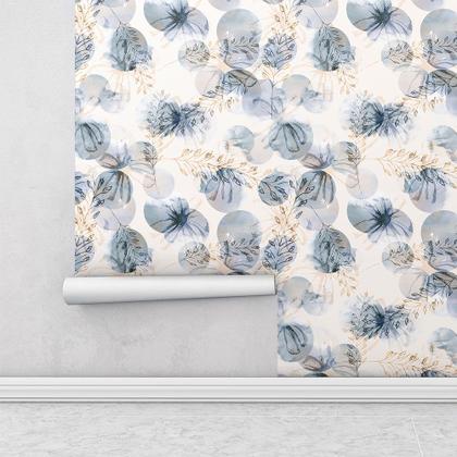 Imagem de Papel De parede Para Quartos E Sala contemporâneo Com Desenho Em Flores E trigos