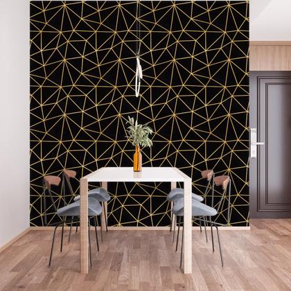 Imagem de Papel de Parede Preto Gold Geométrico Auto Colante Liso 12m