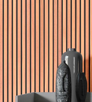 Imagem de Papel de Parede Ripas de Madeira Natural Vinílico Sala