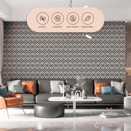 Imagem de Papel de Parede Vinílico Abstrato Clássico Cinza Sala Quarto 10m