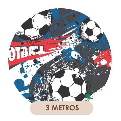 Imagem de Papel de Parede Vinílico Autoadesivo Lavável Futebol Bola Infantil Menino Vermelho Azul Decoração Moderna Quarto