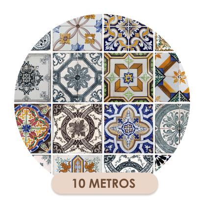 Imagem de Papel De Parede Vinílico Azulejo Português Retrô Cozinha 10m
