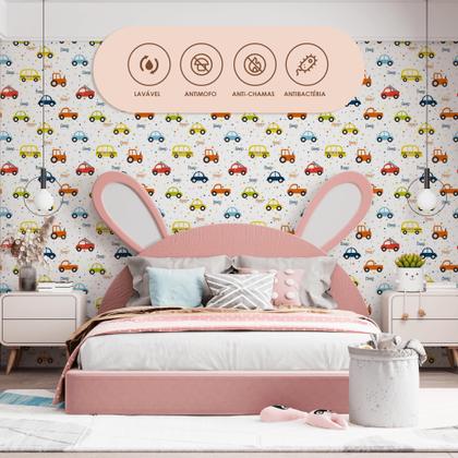 Imagem de Papel de Parede Vinílico Carros Beep Colorido Quarto Infantil 2.5m