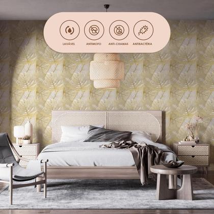 Imagem de Papel De Parede Vinílico Costela Adão Dourada Sala 3m