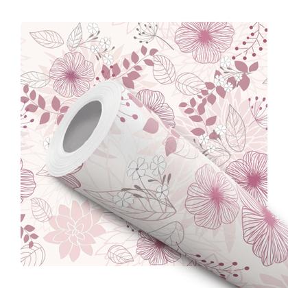 Imagem de Papel De Parede Vinílico Floral Rosa Linhas Sala Quarto 5m