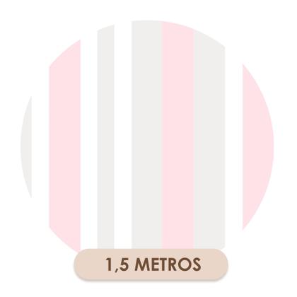 Imagem de Papel de Parede Vinílico Listras Rosa Cinza Quarto Menina 1.5m