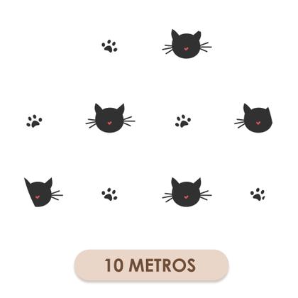 Imagem de Papel De Parede Vinílico Patinhas De Gato Fofo Quarto 10m