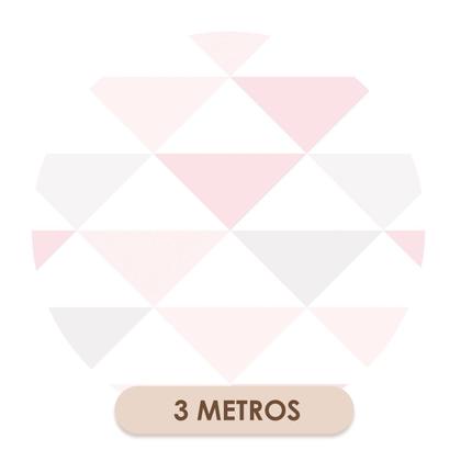 Imagem de Papel De Parede Vinílico Triangulos Rosa Cinza Quarto Menina Infantil 3m