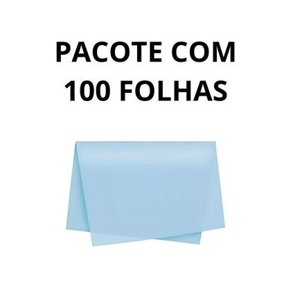 Imagem de Papel De Seda Azul Claro 60cm x 48cm Pacote com 100 Folhas