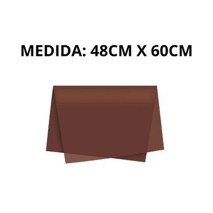 Imagem de Papel De Seda Marrom 60cm x 48cm Pacote com 100 Folhas