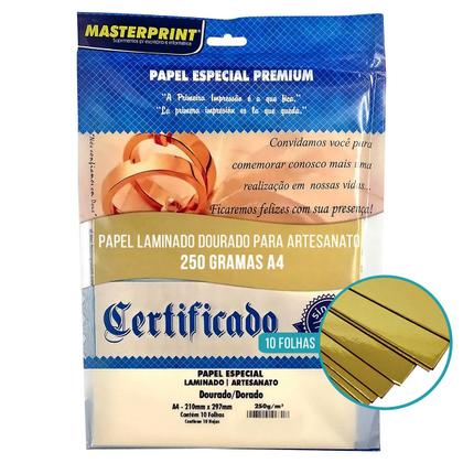 Imagem de Papel dourado laminado/artesanato 250g a4 - 10 fls