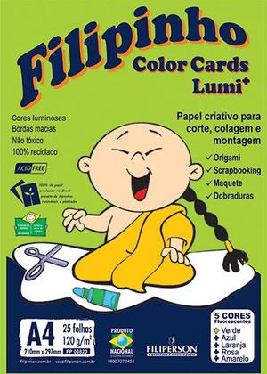 Imagem de Papel Filipinho Color Cards Lumi A4 25fl 5 Cores Filiperson