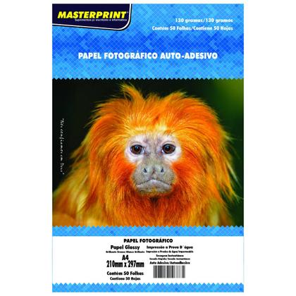 Imagem de Papel Fotográfico Adesivo 130g A4 Glossy Branco Brilhante Masterprint com 50 folhas